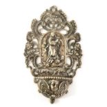 A 19TH CENTURY CONTINENTAL SILVER HOLY WATER STOOP