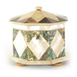 A GOOD 19TH CENTURY OCTAGONAL MOTHER OF PEARL TEA CADDY