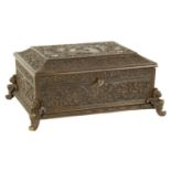 A 19TH CENTURY FRENCH BRONZE JEWELLERY CASKET