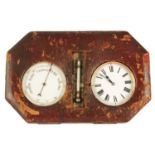 A LATE 19TH CENTURY MOROCCAN LEATHER CASED POCKET WATCH DESK COMPENDIUM