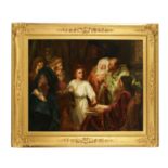 AFTER HEINRICH HOFFMAN. A LARGE GOOD QUALITY 19TH CENTURY OIL ON CANVAS. CHRIST IN THE TEMPLE