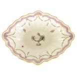 AN EARLY 19TH CENTURY DERBY TYPE FAIENCE LOZENGE SHAPED DISH