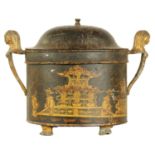 A REGENCY CHINOISERIE TOLEWARE TEA CADDY