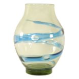 A MID 20TH CENTURY BULBOUS SMOKED GLASS CABINET VASE - POSSIBLE WHITE FRIARS