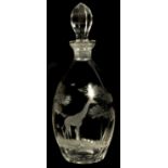 A ROWLAND WARD SPIRIT DECANTER AND FACETTED STOPPER
