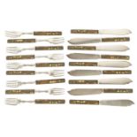 A LATE 19TH CENTURY JAPANESE MEIJI 18 PIECE CUTLERY SERVICE FOR FISH