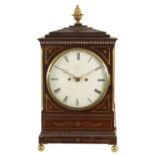 D. & W. MORICE, CORNHILL, LONDON. A LATE REGENCY BRASS INLAID ROSEWOOD DOUBLE FUSEE BRACKET CLOCK