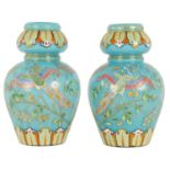 A PAIR OF 19TH CENTURY FRENCH BLUE OPAQUE GLASS VASES