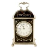 AN EARLY 20TH CENTURY SILVER AND TORTOISESHELL CARRIAGE CLOCK