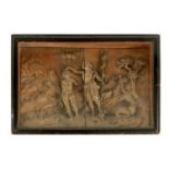 AN EARLY CONTINENTAL RELIEF CARVED WOOD PICTURE OF A RELIGIOUS SCENE