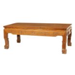 A CHINESE HARDWOOD RECTANGULAR COFFEE TABLE