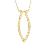 A LADIES 9CT YELLOW GOLD DIAMOND PENDANT AND CHAIN