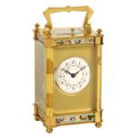 A LATE 19TH CENTURY FRENCH REPEATING EIGHT DAY CARRIAGE CLOCK