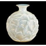 AN R LALIQUE FRANCE OPALESCENT GLASS ‘ORMEAUX’ VASE