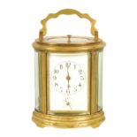 A LATE 19TH CENTURY FRENCH OVAL CASED GRAND SONNERIE REPEATING CARRIAGE CLOCK