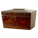 A GEORGE III YEW WOOD TEA CADDY