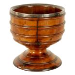 AN 18TH CENTURY TURNED YEW WOOD WASSAIL BOWL