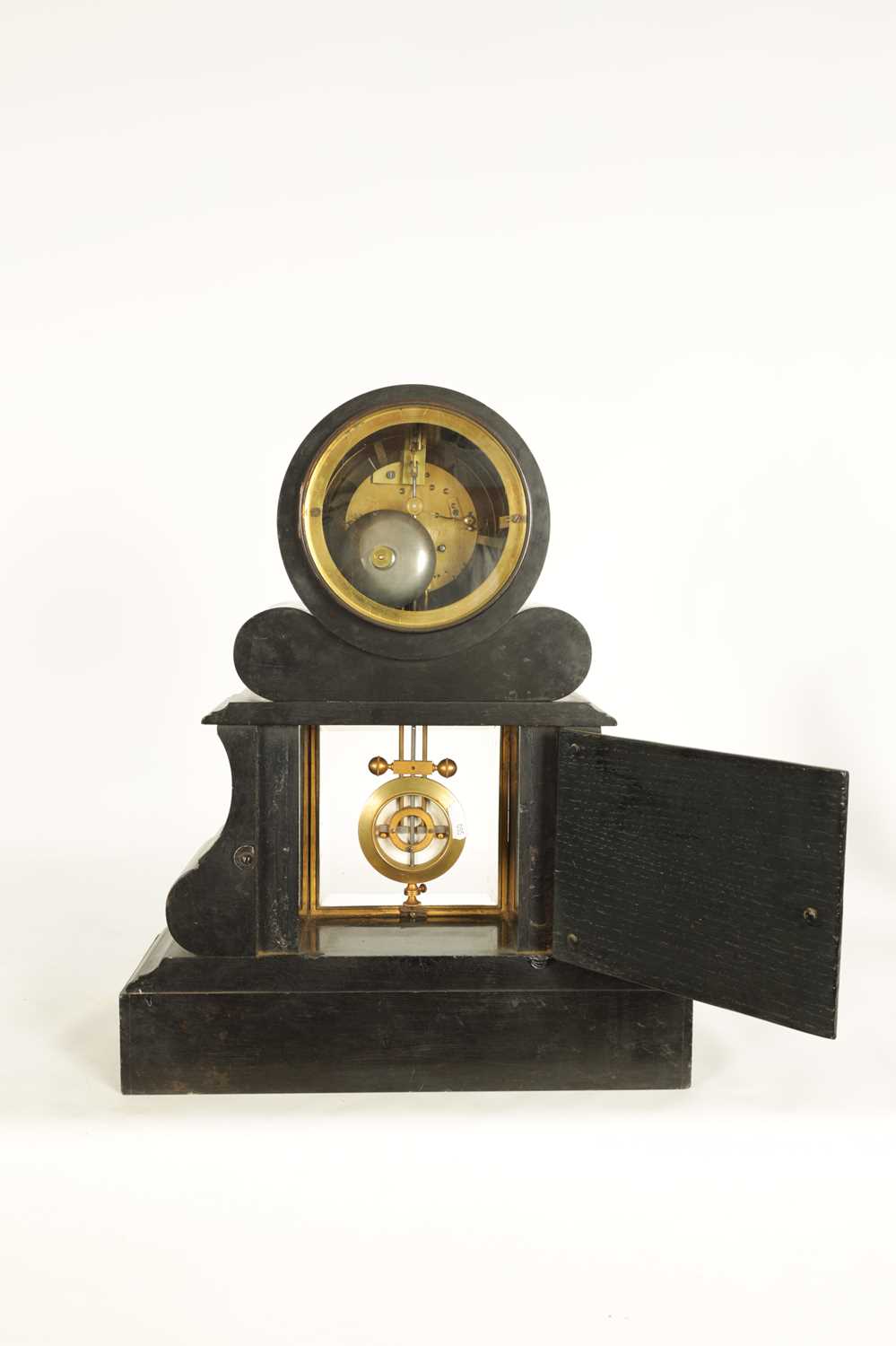 A RARE LATE 19TH CENTURY FRENCH BLACK AND ROUGE MARBLE 'WORLD TIME' MANTEL CLOCK - Image 12 of 13
