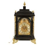PETER WISE, LONDON. A GEORGE II EBONISED BRACKET CLOCK WITH MOONPHASE