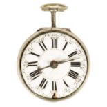 F. MILLER, LONDON. A GEORGE III VERGE FUSEE REPOUSSE PAIR CASED POCKET WATCH