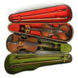 TWO ANTIQUE VIOLINS IN CASES