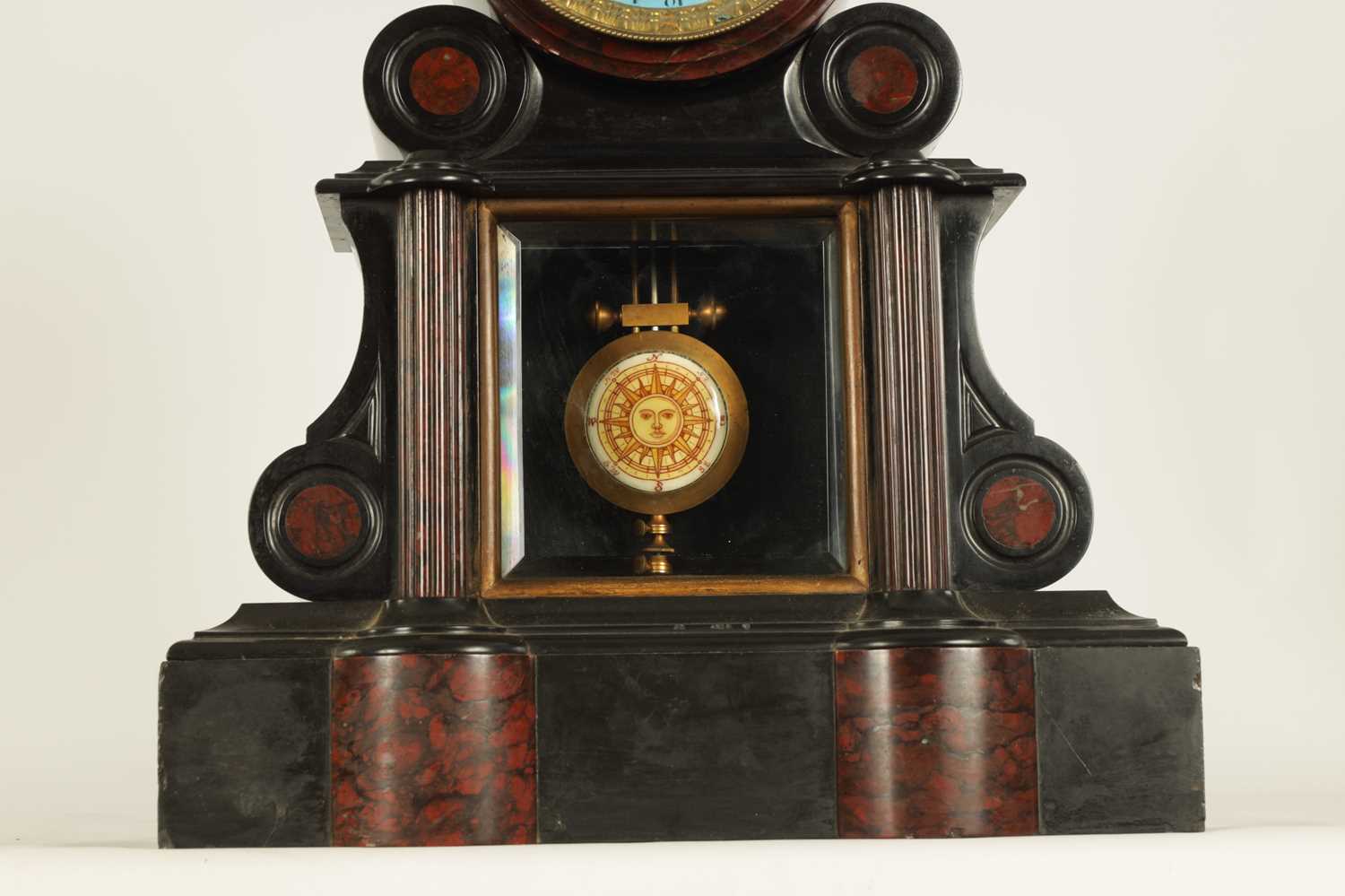 A RARE LATE 19TH CENTURY FRENCH BLACK AND ROUGE MARBLE 'WORLD TIME' MANTEL CLOCK - Image 6 of 13