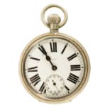 A RARE EARLY 20TH CENTURY SWISS EIGHT DAY OPEN FACE POCKET WATCH