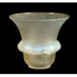 AN R LALIQUE FRANCE OPALESCENT GLASS ‘PIRIAC’ VASE