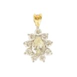 A WHITE AND YELLOW GOLD PEAR SHAPED DIAMOND PENDANT