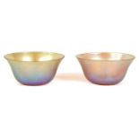 A PAIR OF LOUIS COMFORT TIFFANY IRIDESCENT GLASS BOWLS