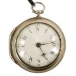 N RAMSON, LONDON. A GEORGE III SILVER PAIR CASE VERGE POCKET WATCH