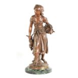 AFTER AUGUSTE MOREAU - A 20TH CENTURY PATINATED BRONZE FIGURE