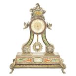 A FINE 19TH CENTURY SILVER GILT AND ENAMEL AUSTRIAN INLAID SILVER/BOUDOIR CLOCK