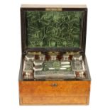 MAPPIN BROTHERS, LONDON. A LATE 19TH CENTURY BURR ELM VANITY BOX
