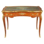 A 19TH CENTURY KING-WOOD PARQUETRY AND ORMOLU MOUNTED WRITING TABLE