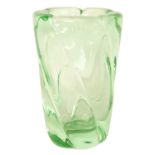 A LARGE ART DECO DAUM TRANSLUCENT GREEN GLASS VASE