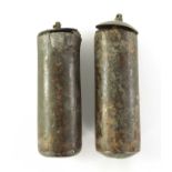 A PAIR OF 18TH CENTURY BRASS CASED LONGCASE CLOCK WEIGHTS
