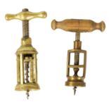 TWO 19TH CENTURY BRASS CORK SCREWS