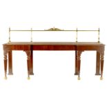 AN IMPOSING LATE REGENCY MAHOGANY INVERTED BREAKFRONT SERVING TABLE OF LARGE SIZE IN THE MANNER OF G