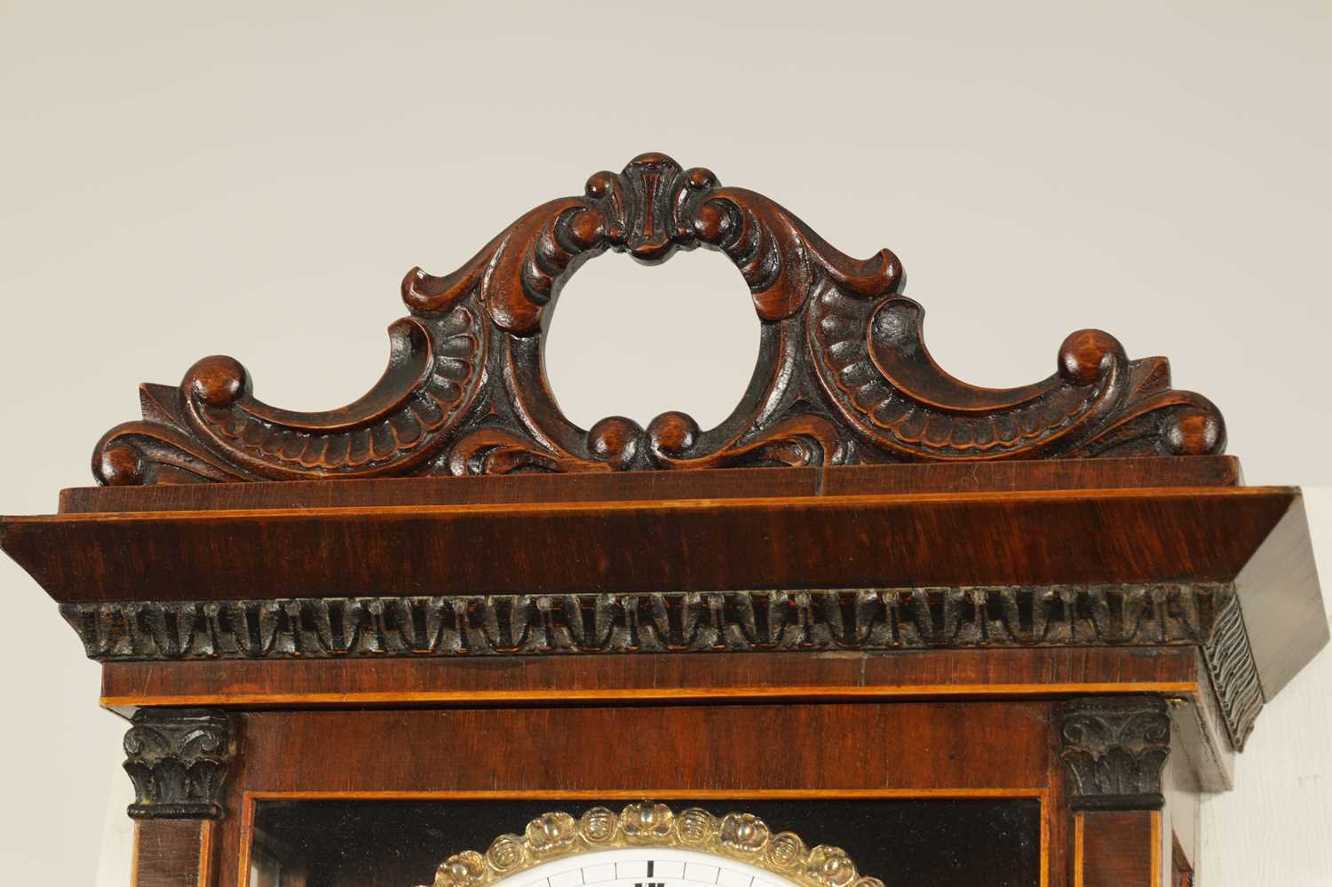 A 19TH CENTURY BOX WOOD STRUNG ROSEWOOD THREE TRAIN VIENNA REGULATOR WALL CLOCK - Image 2 of 7