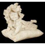 A 19TH CENTURY WHITE CARRARA MARBLE CARVED SCULPTURE OF A YOUNG CHILD