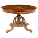 A 19TH CENTURY MARQUETRY INLAID ROSEWOOD CENTRE TABLE