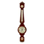 A 19TH CENTURY FIGURED MAHOGANY 6” WHEEL BAROMETER SIGNED DOLLAND, LONDON