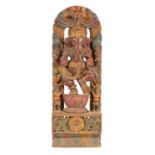 A LARGE CARVED AND PAINTED WOOD GANESHA