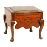 AN 18TH CENTURY OAK AND MAHOGANY CROSS-BANDED COMMODE