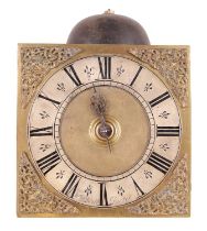 WILLIAM BALL, BISTER. AN EARLY 18TH CENTURY HOOK AND SPIKE WALL CLOCK