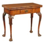 A FINE GEORGE I WALNUT CARD TABLE OF GOOD COLOUR AND PATINA