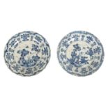 A PAIR OF 18TH CENTURY JAPANESE BLUE AND WHITE PLATES