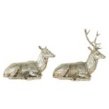 A PAIR OF .925 HALLMARKED SILVER ANIMALIER SCULPTURES