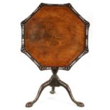 A GEORGE III MAHOGANY CHIPPENDALE DESIGN OCTAGONAL SHAPED TILT TOP SUPER TABLE